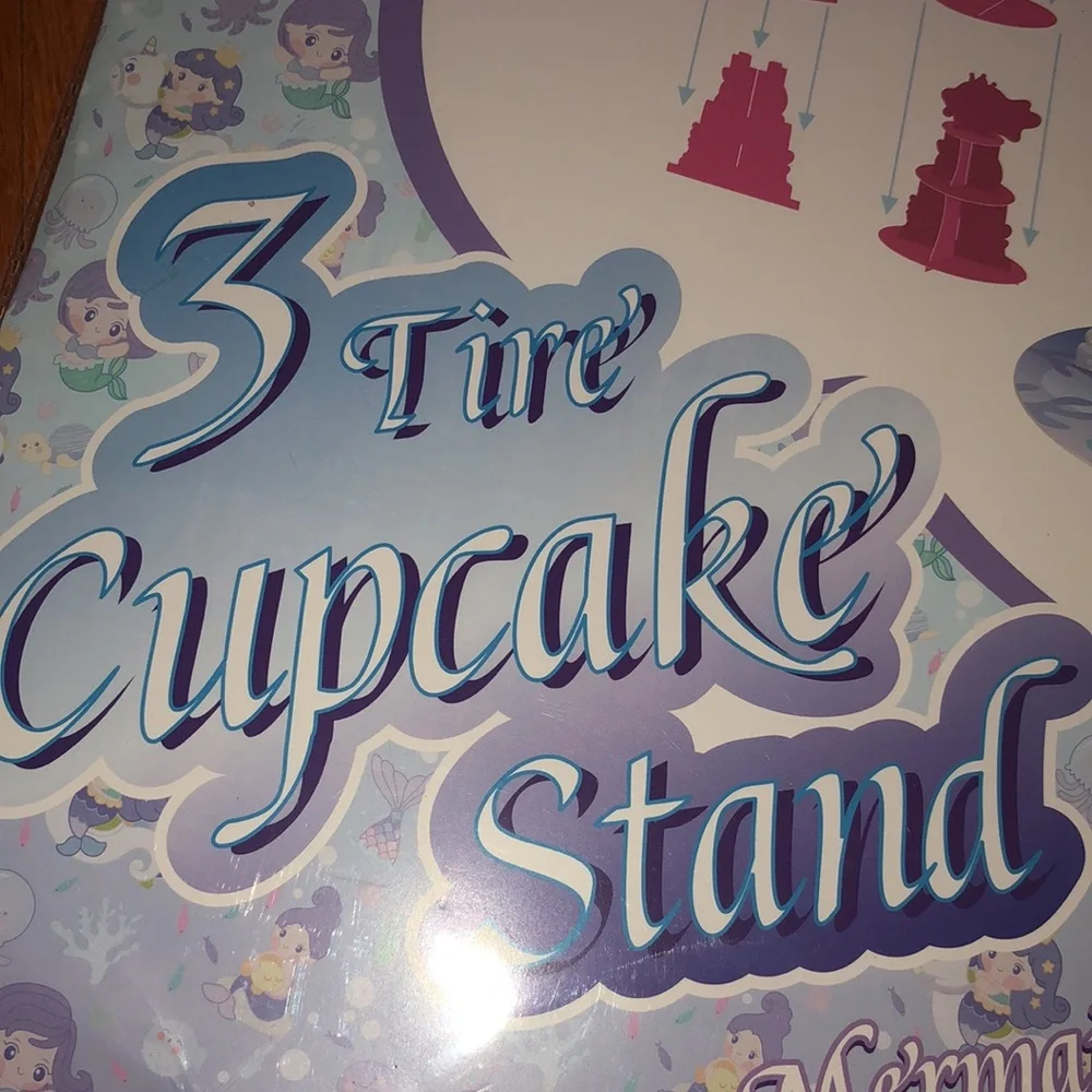 3 Tier Mermaid Cupcake‎ Birthday Stand Purple Blue Multi Colored